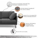 Ver imagem 3 de Sofá Sala de Estar Atena Fixo Pés de Ferro 214cm 3 Lugares Linho Grafite M1 - Monari Design
