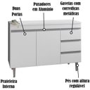 Ver imagem 5 de Balcão de Cozinha para Pia 100cm 2 Portas 3 Gavetas com Tampo Andréia MDP Branco Multiuso Lavanderia