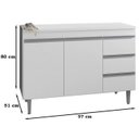 Ver imagem 3 de Balcão de Cozinha para Pia 100cm 2 Portas 3 Gavetas com Tampo Andréia MDP Branco Multiuso Lavanderia
