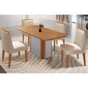 Ver imagem 1 de Sala Jantar Mesa Pietá Tampo Curvo 120cm+4 Cadeiras Maldivas Madeira Naturale/off White - Capuccino