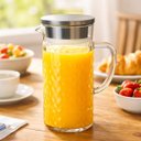 Ver imagem 3 de Jarra Vidro Tampa Inox Hermetica 1,5L Agua Suco Jarro Transparente Geladeira