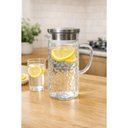 Ver imagem 2 de Jarra Vidro Tampa Inox Hermetica 1,5L Agua Suco Jarro Transparente Geladeira