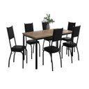 Ver imagem 2 de Conjunto Sala de Jantar Mesa Retangular Tampo BP com 6 Cadeiras Adriana Preto/Sf/Demolição