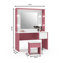 Ver imagem 4 de Penteadeira Camarim Infantil Menina C/ Luz Led e Gaveta Rosa