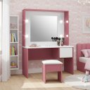 Ver imagem 1 de Penteadeira Camarim Infantil Menina C/ Luz Led e Gaveta Rosa