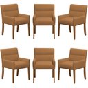 Ver imagem 1 de Kit 6 Cadeiras para Mesa de Jantar Angel Base Madeira Corano Caramelo - Nexta Casa