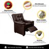 Poltrona do Papai Reclinável Imperador Couro Facto Marrom - Sofa Store - 10