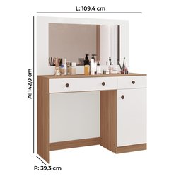 Penteadeira Diva 100% Mdf Tuboarte 1 Porta 2 Gavetas e Espelho - 2