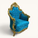 Ver imagem 5 de Jogo de Sofá Clássico com Par de Poltronas Verde Tiffany com Dourado 122x206x80cm