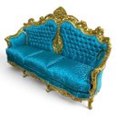 Ver imagem 4 de Jogo de Sofá Clássico com Par de Poltronas Verde Tiffany com Dourado 122x206x80cm