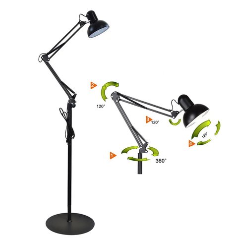 Luminaria Abajur Chao Articulada Pedestal Metal E27 Iluminaçao Quarto Sala Mesa Sofa Estudos Trabalh