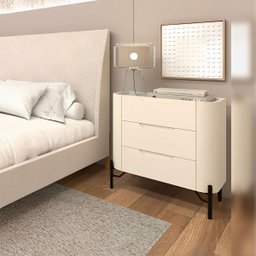 Mesa de Cabeceira com 3 Gavetas 70cm Pés em Metal 100% MDF - 3