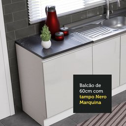 Kit com 2 Balcões de Cozinha Madesa Acordes 100% MDF (Sem Tampo e Pia) Frentes Branco Brilho Cor:Bra - 7