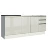 Kit com 2 Balcões de Cozinha Madesa Acordes 100% MDF (Sem Tampo e Pia) Frentes Branco Brilho Cor:Bra - 2