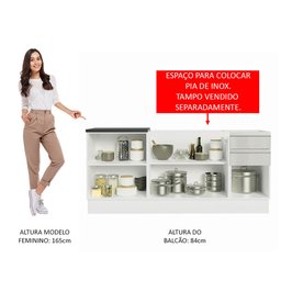 Kit com 2 Balcões de Cozinha Madesa Acordes 100% MDF (Sem Tampo e Pia) Frentes Branco Brilho Cor:Bra - 5