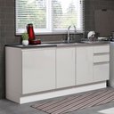 Ver imagem 1 de Kit com 2 Balcões de Cozinha Madesa Acordes 100% MDF (Sem Tampo e Pia) Frentes Branco Brilho Cor:Bra