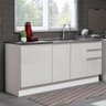 Kit com 2 Balcões de Cozinha Madesa Acordes 100% MDF (Sem Tampo e Pia) Frentes Branco Brilho Cor:Bra - 1