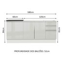 Ver imagem 3 de Kit com 2 Balcões de Cozinha Madesa Acordes 100% MDF (Sem Tampo e Pia) Frentes Branco Brilho Cor:Bra