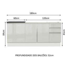 Kit com 2 Balcões de Cozinha Madesa Acordes 100% MDF (Sem Tampo e Pia) Frentes Branco Brilho Cor:Bra - 3