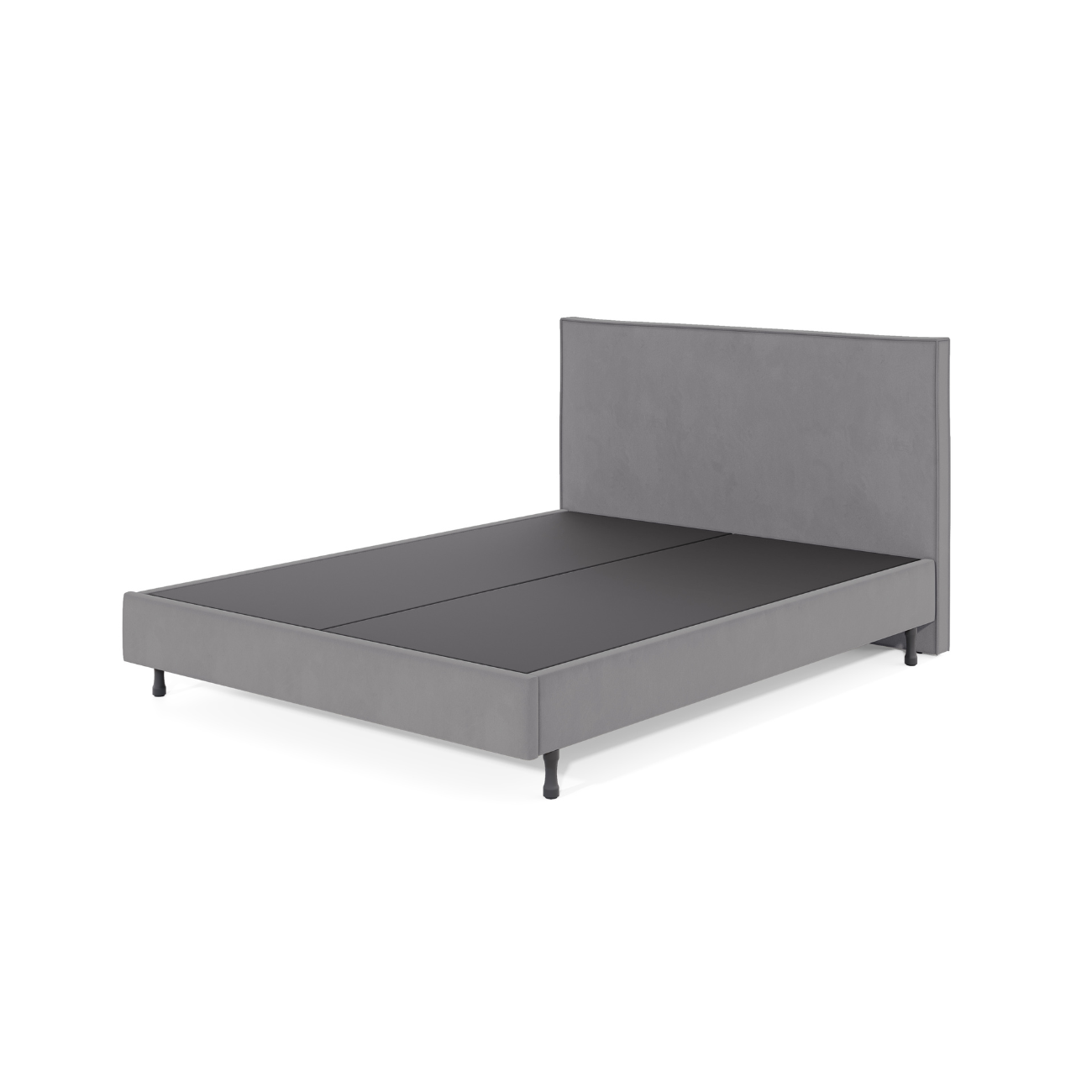 Cama Casal One C/ Cabeceira Moderna Robusta C/ Pé Eucalipto:cinza