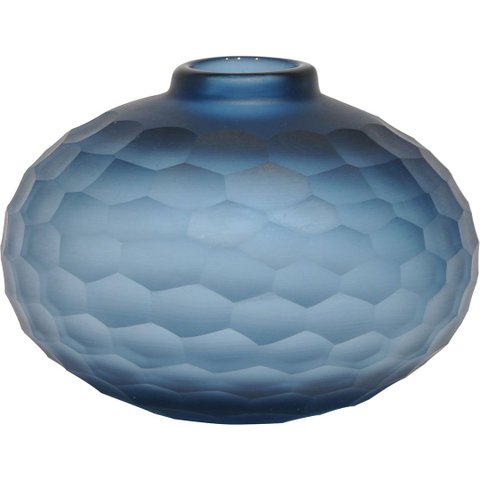 Vaso Moana Decorativo Cachepô Enfeite 11x15x15cm Vidro Azul