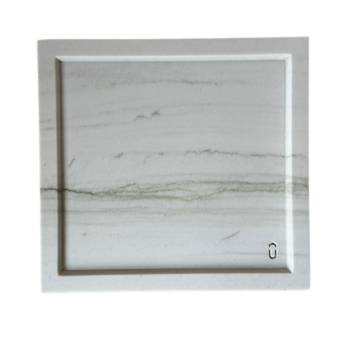 Bandeja Lavabo com Rebaixo Italiano Quartzito Mont Blanc Polido 32x30cm