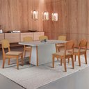 Ver imagem 1 de Mesa de Jantar Diane 180cm Tampo Mdf Vidro com 6 Cadeiras Copper Premium Moderna Mobília