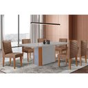 Ver imagem 1 de Conjunto: Mesa Sala Jantar Pietã¡ Curvo 180cm + 6 Cadeiras Dafne Madeira Naturale/off White -