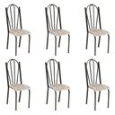 Ver imagem 1 de Kit 6 Cadeiras de Cozinha Alasca Estampado Rattan Pés de Ferro Cromo Preto - Pallazio