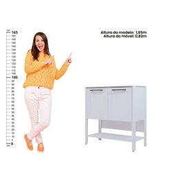 Gabinete Armário Banheiro Ditália 2 Portas Com Pia BN-02 cor:cinza - 5