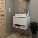 Ver imagem 3 de Balcão Gabinete Suspenso para Banheiro 60cm com 1 Porta e Nicho Bn3606 Branco - Tecno