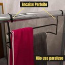 Ver imagem 3 de Porta Toalha para Box Duplo de Pendurar Preto Fosco 60cm