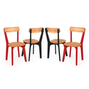 Ver imagem 3 de Conjunto de Jantar Mesa Retangular com 4 Cadeiras em Madeira Natural - Preto e Vermelho Preto e Verm