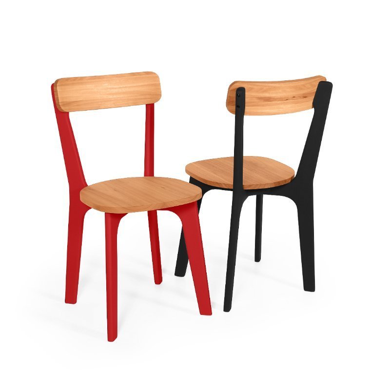 Conjunto de Jantar Mesa Retangular com 4 Cadeiras em Madeira Natural - Preto e Vermelho Preto e Verm - 4