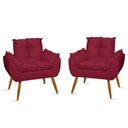 Ver imagem 1 de Kit 02 Cadeiras Poltronas Opala Suede Black Cor:marsala