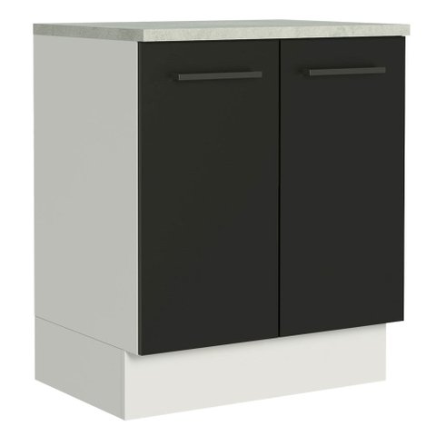 Balcão Armário de Cozinha 70 cm 2 Portas Branco/Preto Agata Madesa