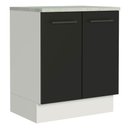 Ver imagem 1 de Balcão Armário de Cozinha 70 cm 2 Portas Branco/Preto Agata Madesa