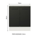 Ver imagem 3 de Balcão Armário de Cozinha 70 cm 2 Portas Branco/Preto Agata Madesa