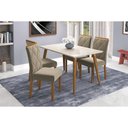Ver imagem 1 de Conjunto: Mesa Sala Jantar Adele C/ Tampo Madeirado 130cm + 4 Cadeiras Fernanda Madeira/ow/joli -