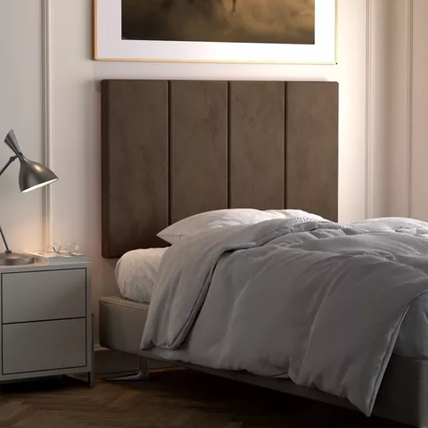 Cabeceira Painel Marrom para Cama Box Solteiro 88 Moderna Estofada em Suede Luxo Linha a Vs
