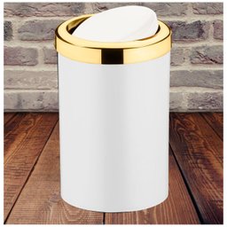 Lixeira 8l Tampa Cesto Lixo Basculante Banheiro - Branco - 2