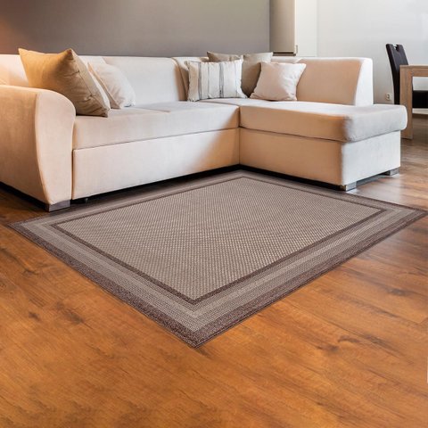 Tapete Retangular para Quarto 133 X 190 Cm Nature Eco Moldura Boucle Marrom - Clicklar