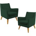 Ver imagem 1 de Kit 02 Poltronas Decorativas com Pés de Madeira Taroba D02 Veludo Verde Musgo B-303 - Lyam Decor