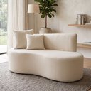 Ver imagem 5 de Conjunto 01 Poltrona + Sofá Curvo Orgânico Nature Gaia Boucle Bege - Montanaris Decor