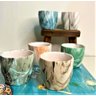 Vasos Em Cerâmica Mini Mesclados - Unidade Laranja Mesclado - 3