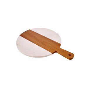 Tábua Redonda Acácia Mármore Branco Mimo