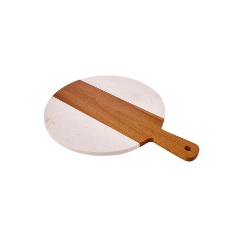 Tábua Redonda Acácia Mármore Branco Mimo