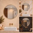 Ver imagem 1 de Espelho Decorativo Redondo Borda Dourada 80cm Luxo Goldenx