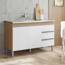 Ver imagem 3 de Balcão de Cozinha Gabinete 120cm Andréia sem Tampo AJL Móveis:Amêndoa Branco