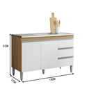 Ver imagem 2 de Balcão de Cozinha Gabinete 120cm Andréia sem Tampo AJL Móveis:Amêndoa Branco